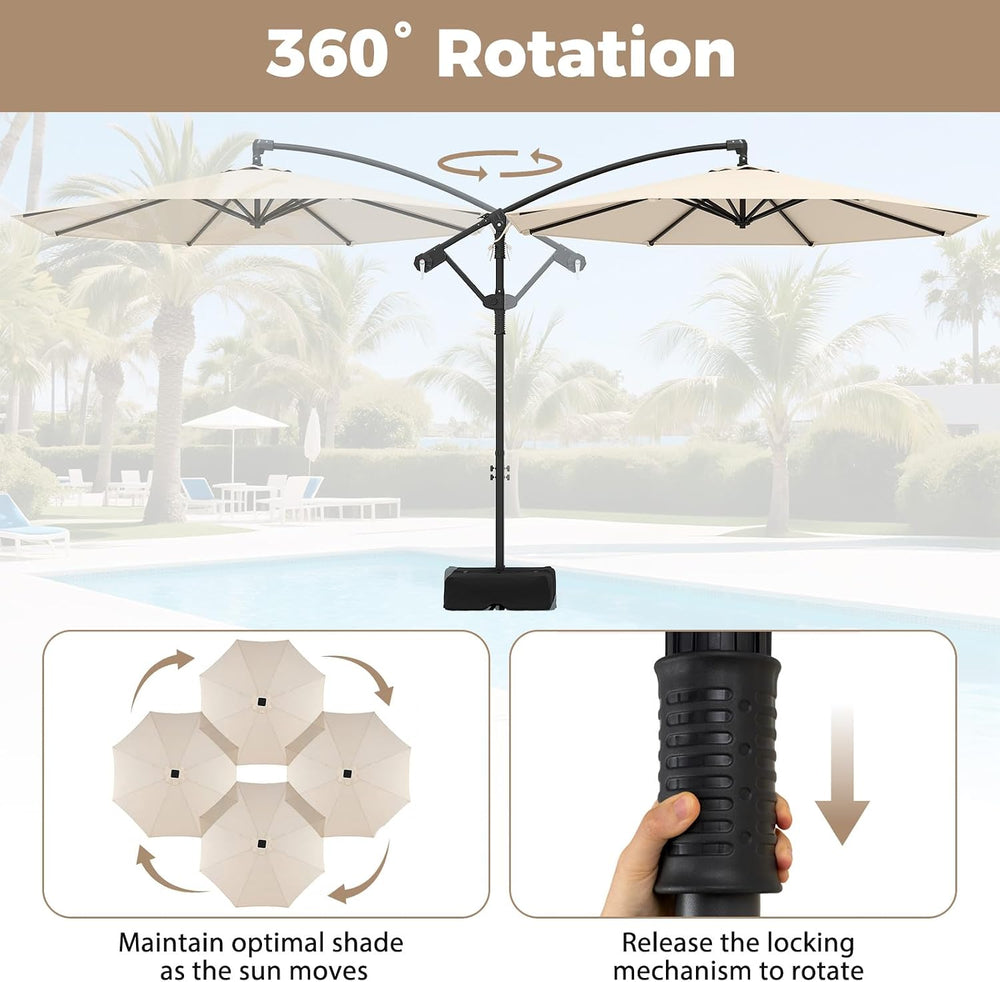 Tangkula 10ft Patio Umbrella with Base Included, Offset Cantilever Outdoor Um...