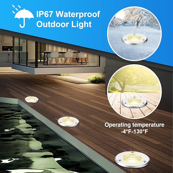 LED Landscape Lights, 12 Pack 7W Ground Lights With 24 Connectors, Low Voltag...