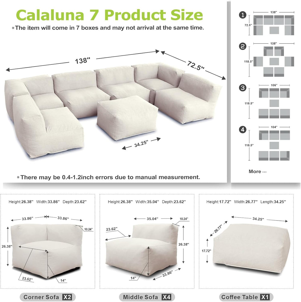Dineli ANNYH Patio Garden Sectional Conversation Set Outdoor Modular Sofa