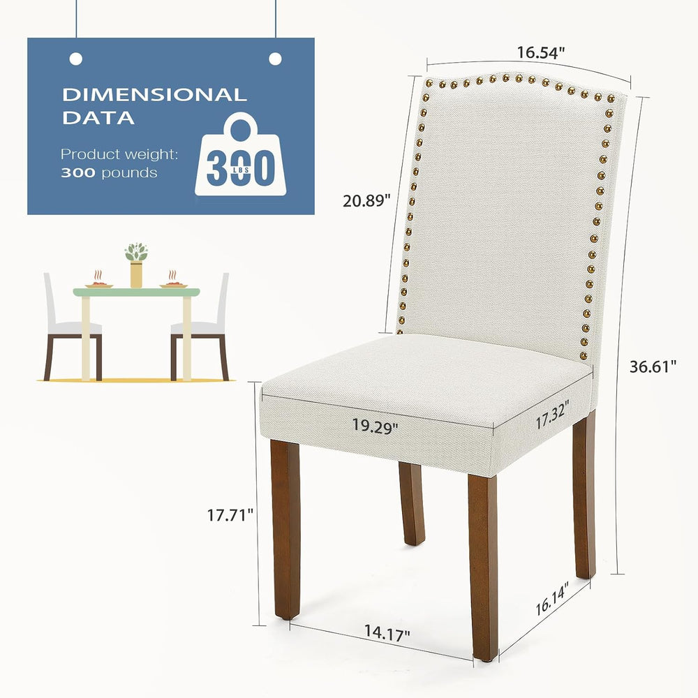 DUMOS Dining Chairs Set of 2, Upholstered Accent Chair, Beige