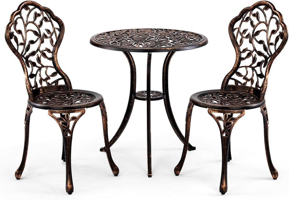 VINGLI 3 PCS Outdoor Bistro Set, Outdoor Patio Set, All-Weather Cast Aluminum...