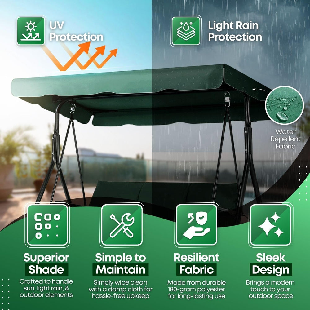 Flexzion Replacement Canopy for Outdoor Swing - 75" x 52" / 1.90m x...