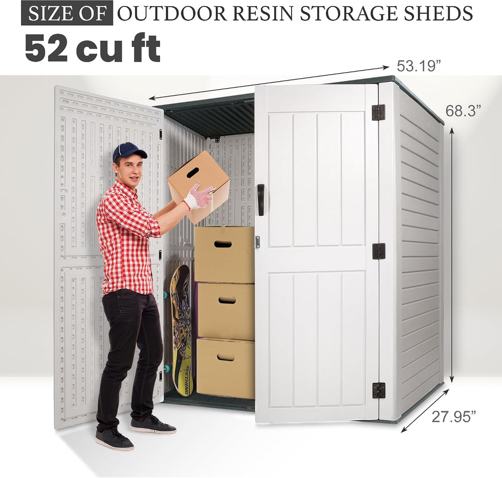 Outdoor Storage Cabinet, 52 Cu ft Resin Storage Box for Patio Garden Yard - W...