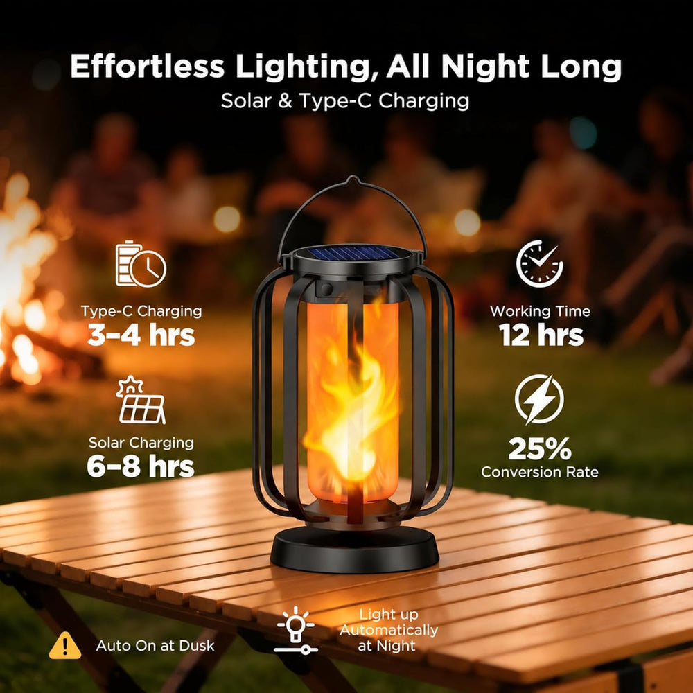 Hompavo Gen2 Solar Lanterns Outdoor Lights with Ultra-Real Flame