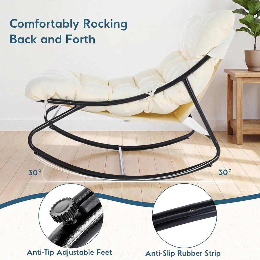 Outdoor Rocking Chair, Papasan Rocking Chair Indoor (1, Beige)