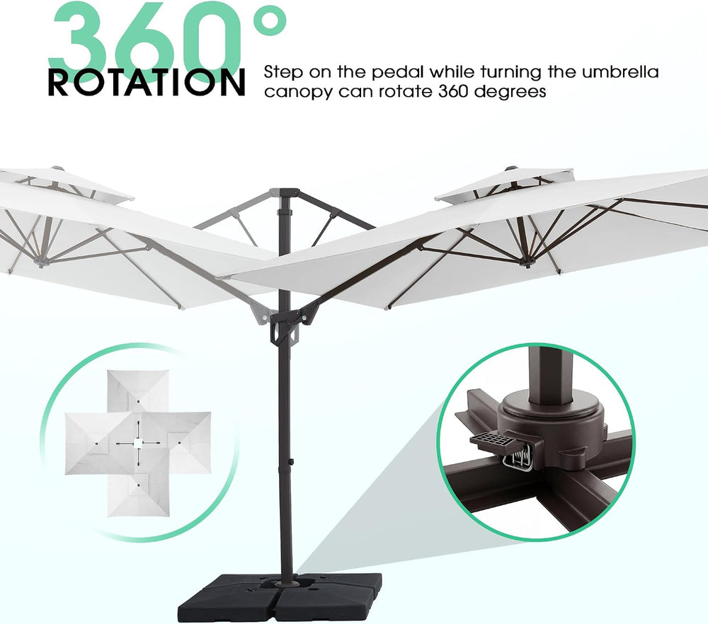 JEAREY 10x10 ft 2-Tier Cantilever Patio Umbrella, Outdoor Offset Umbrella