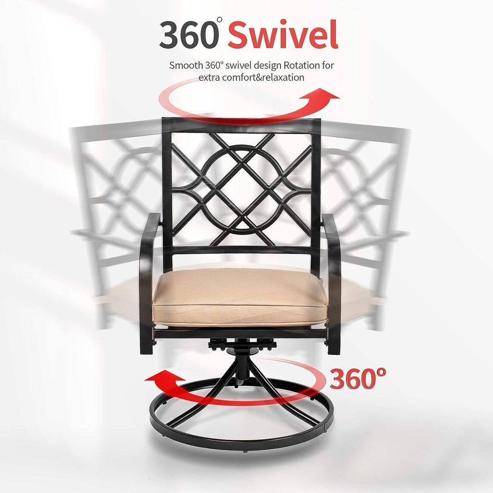 SUNCROWN 5-Piece Outdoor Dining Set Metal Swivel Cushioned Chairs Patio Furni...