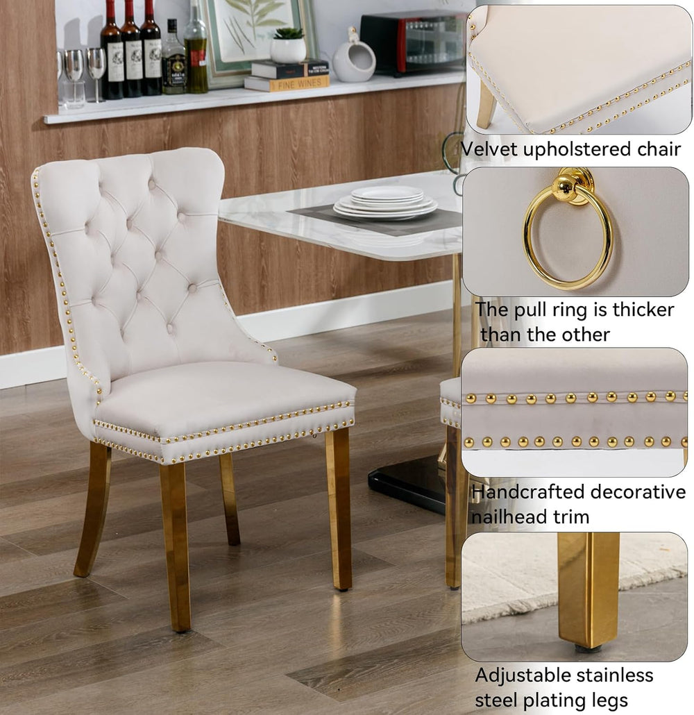 36" Modern Gold Glass Dining Room Table Set for 2, 3-Piece Round Kitchen...