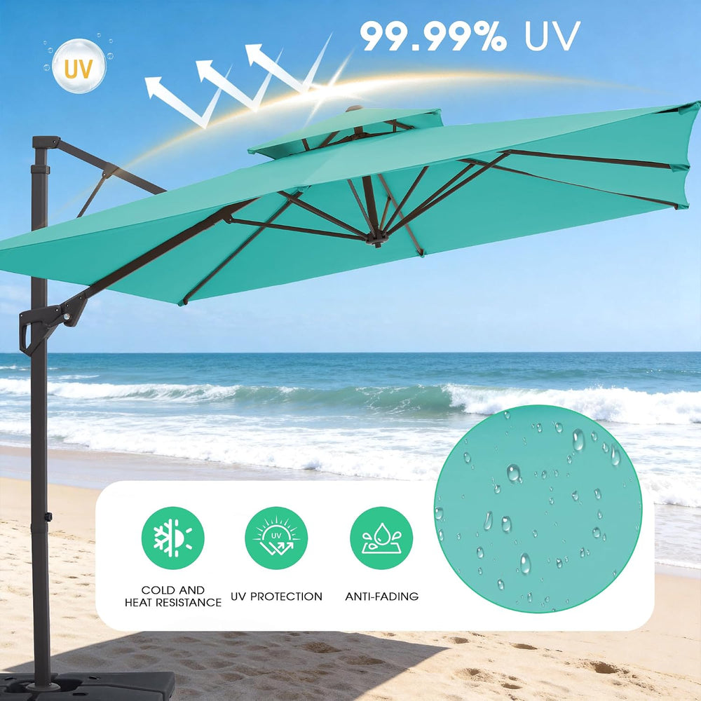 JEAREY 10x10 ft 2-Tier Cantilever Patio Umbrella, Outdoor Offset Umbrella