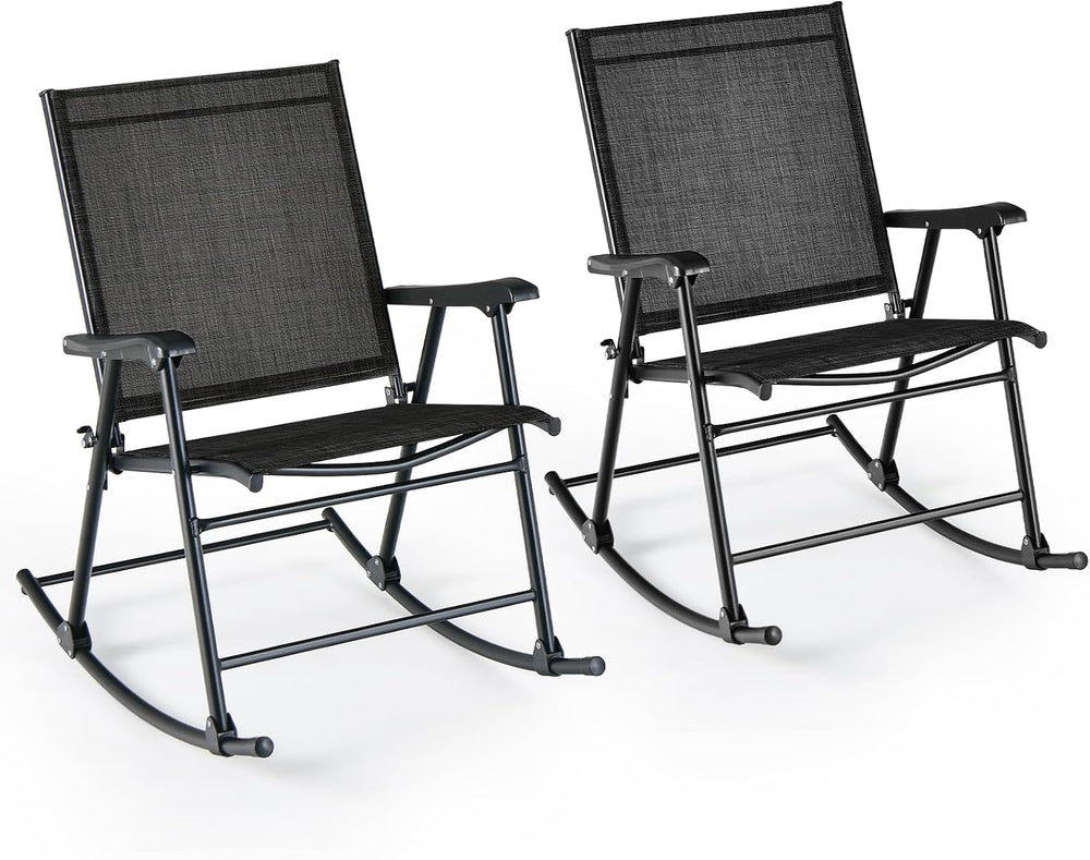 Tangkula Folding Rocking Chairs Set of 2, Patio Rockers with Breathable Seat ...