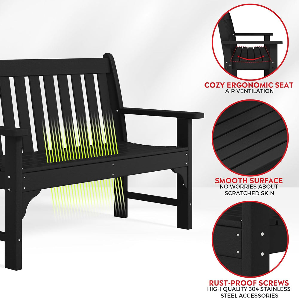 Garden Bench, Farmhouse Park Front Porch for Entryway Bench Outdoor Seating L...