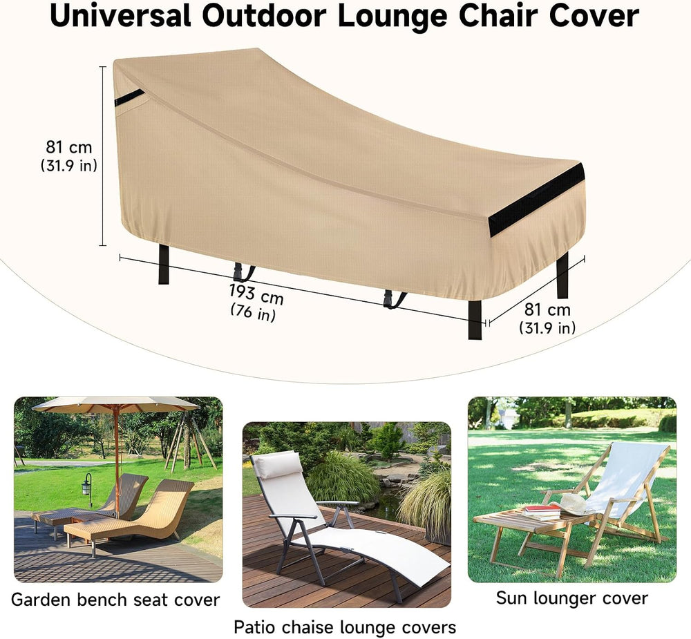 NEVERLAND Lounge Chair Covers 2 Pack 420D Waterproof Heavy Duty 76"x32&q...
