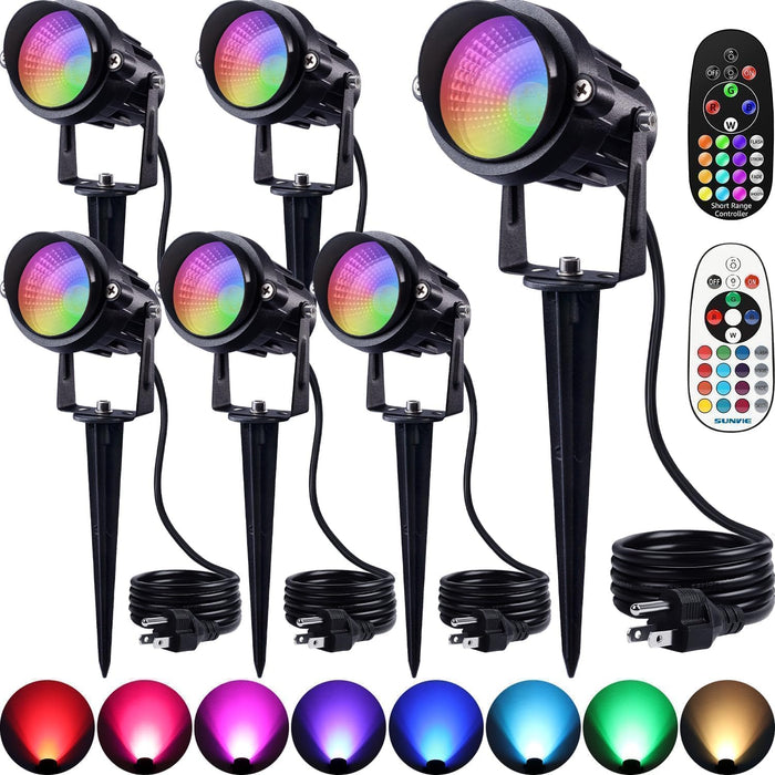 SUNVIE RGBW Halloween Spotlights Outdoor 12W LED Plug in Landscape Lights