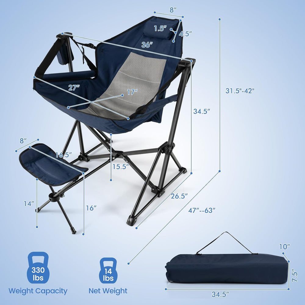 COSTWAY Folding Camping Chair, Portable Beach Chair with Retractable Footrest...