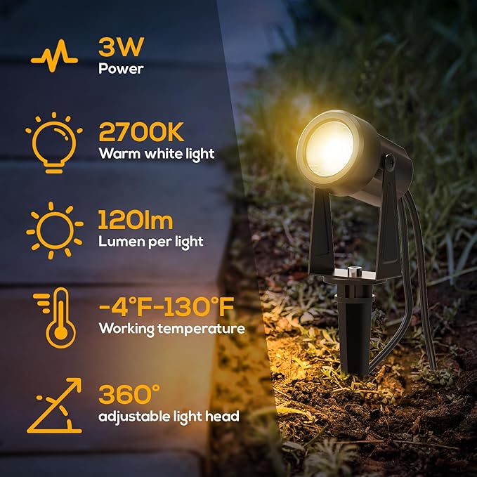 Banord Outdoor Landscape Lighting, 10 Pack Low Voltage LED Spot Lights with T...