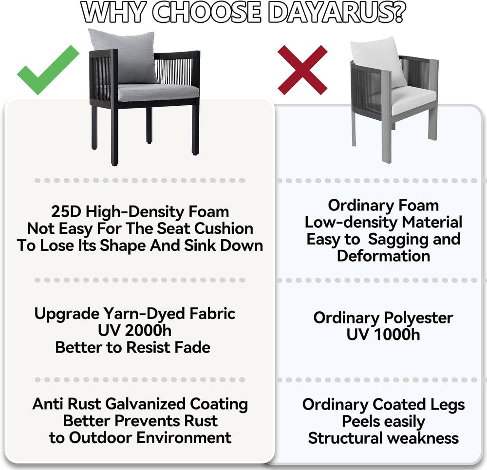 Outdoor Dining Chairs Set of 6, Rope Rattan Outdoor Chairs, All Weather Patio...