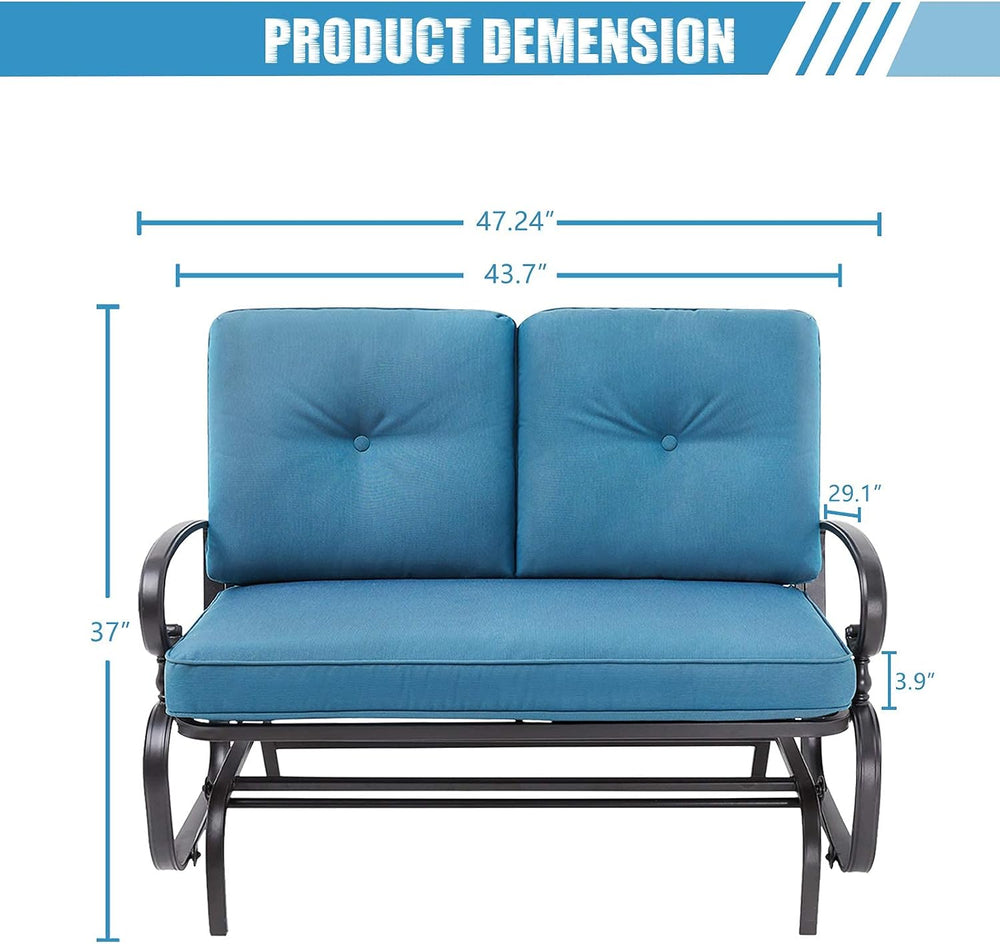 Patio Bench, Porch Glider Outdoor Swing Glider Rocking Loveseat, Steel Frame ...