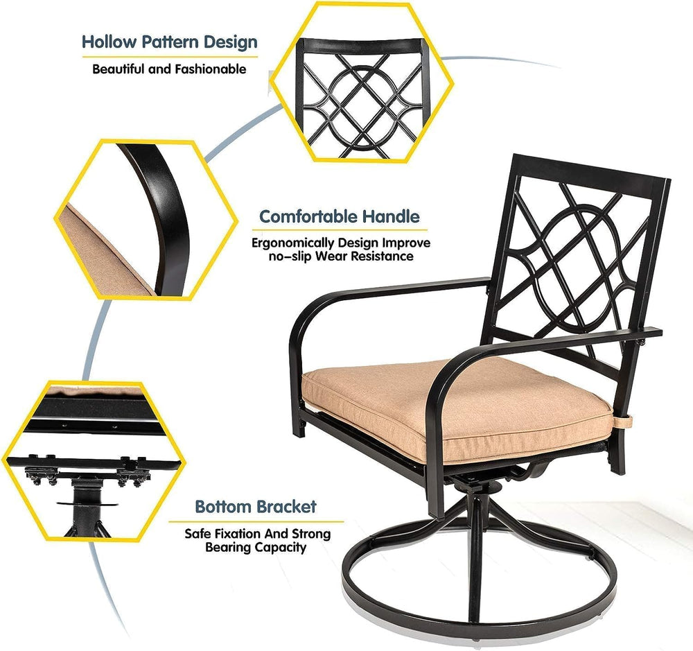 SUNCROWN 5-Piece Outdoor Dining Set Metal Swivel Cushioned Chairs Patio Furni...