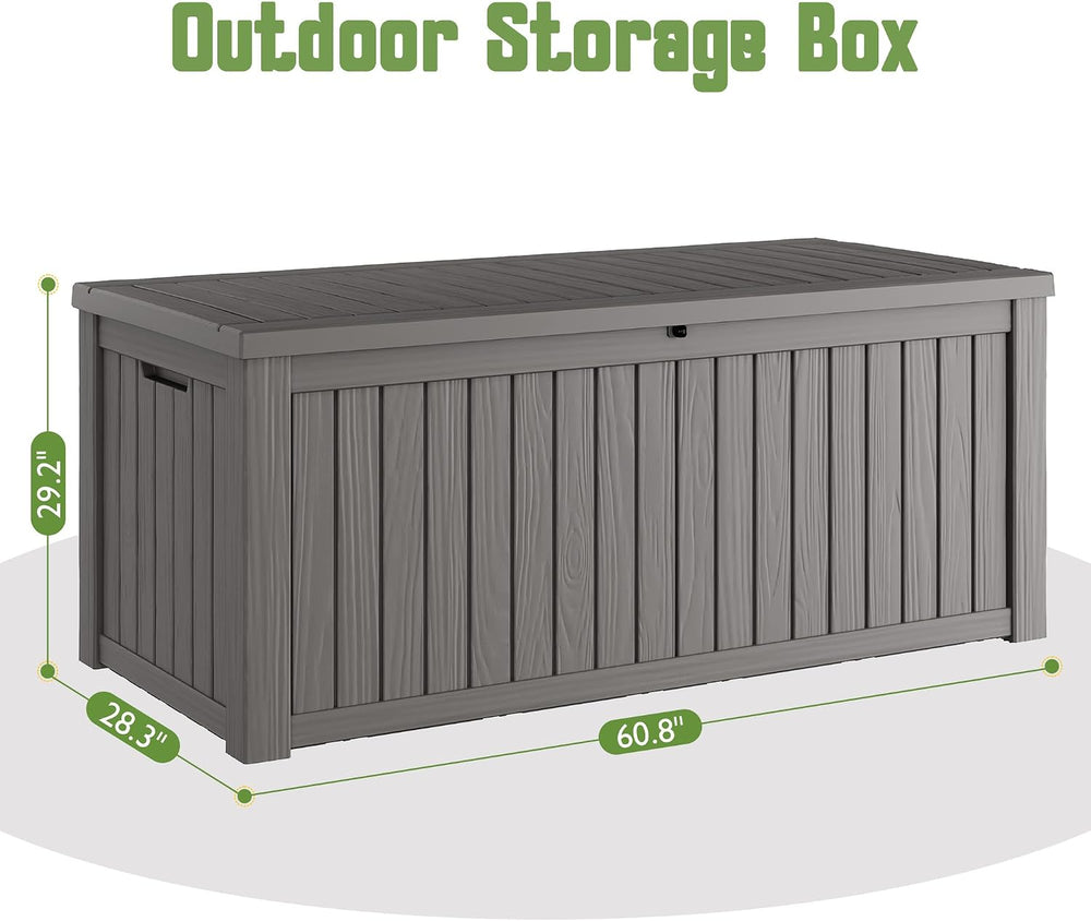 Outdoor Storage Waterproof Deck Box for Patio (220 Gallon, Grey)