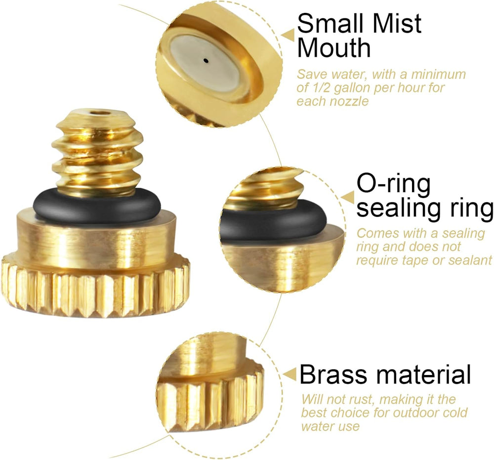 KUWAN 0.016" Orifice (0.4mm) Thread UNC 10/24 Brass Misting Nozzles 150PCS