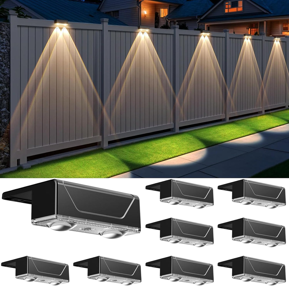 Solar Fence Lights Outdoor, 8 Pack Black Fence Lights Solar Powered