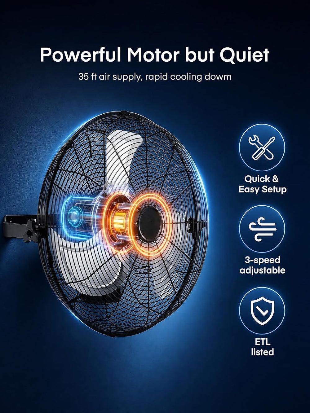FOHERE 20 Inch Wall Mounted Outdoor Fan for Patio