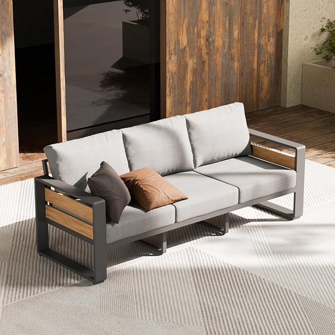 ZANDOR Outdoor Aluminum Patio Furniture - 1 Pcs 3-Seat, All-Weather Metal Mod...
