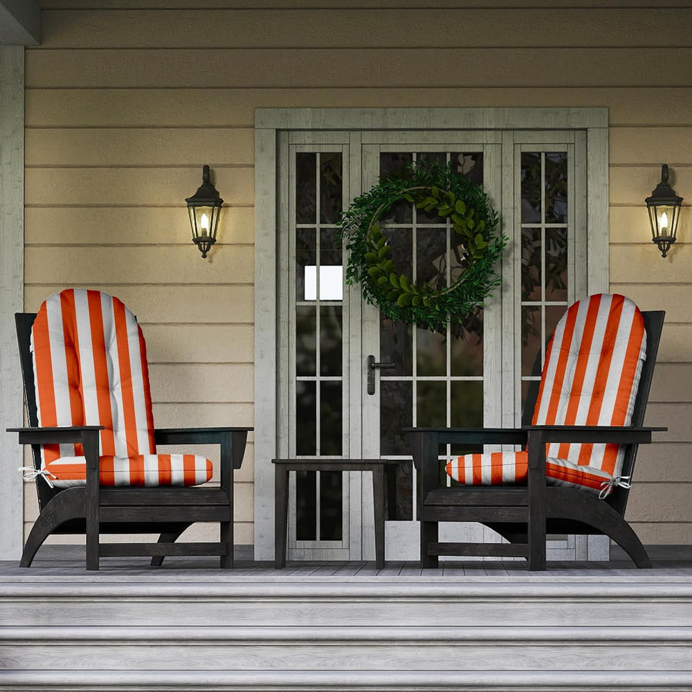 Adirondack Chair Cushions 44x19x4 in Set of 2, Orange Stripe