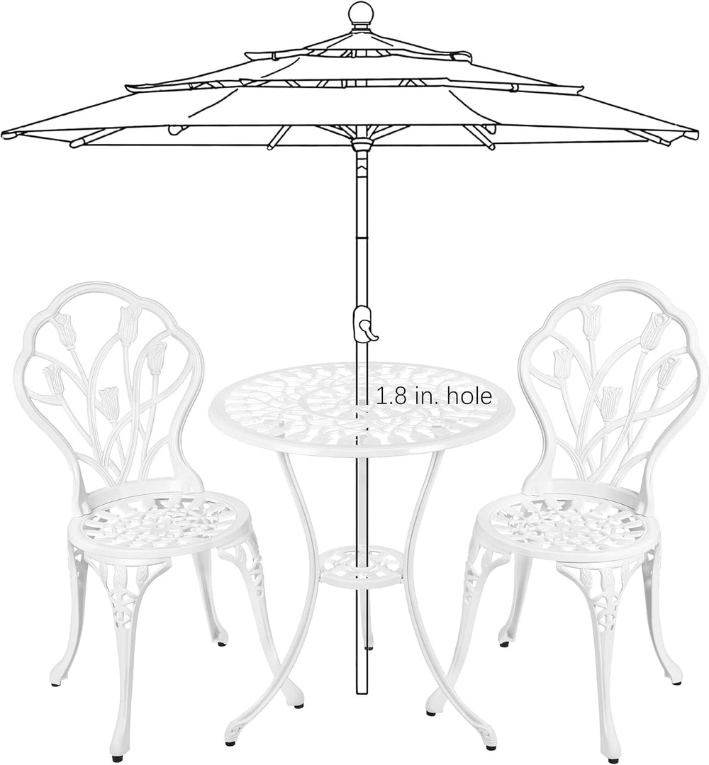 Patio Bistro Set 3-Piece Outdoor Cast Aluminum All Weather Rust-Resistant Bis...