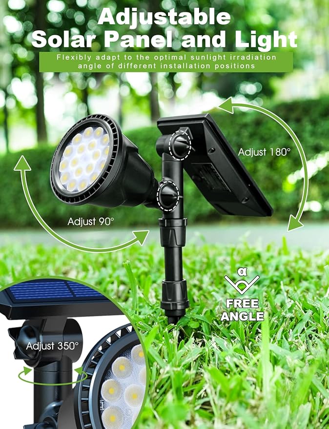 DBF Solar Lights Outdoor, 600LM Solar Spotlights Outdoor Waterproof, 2 Bright...