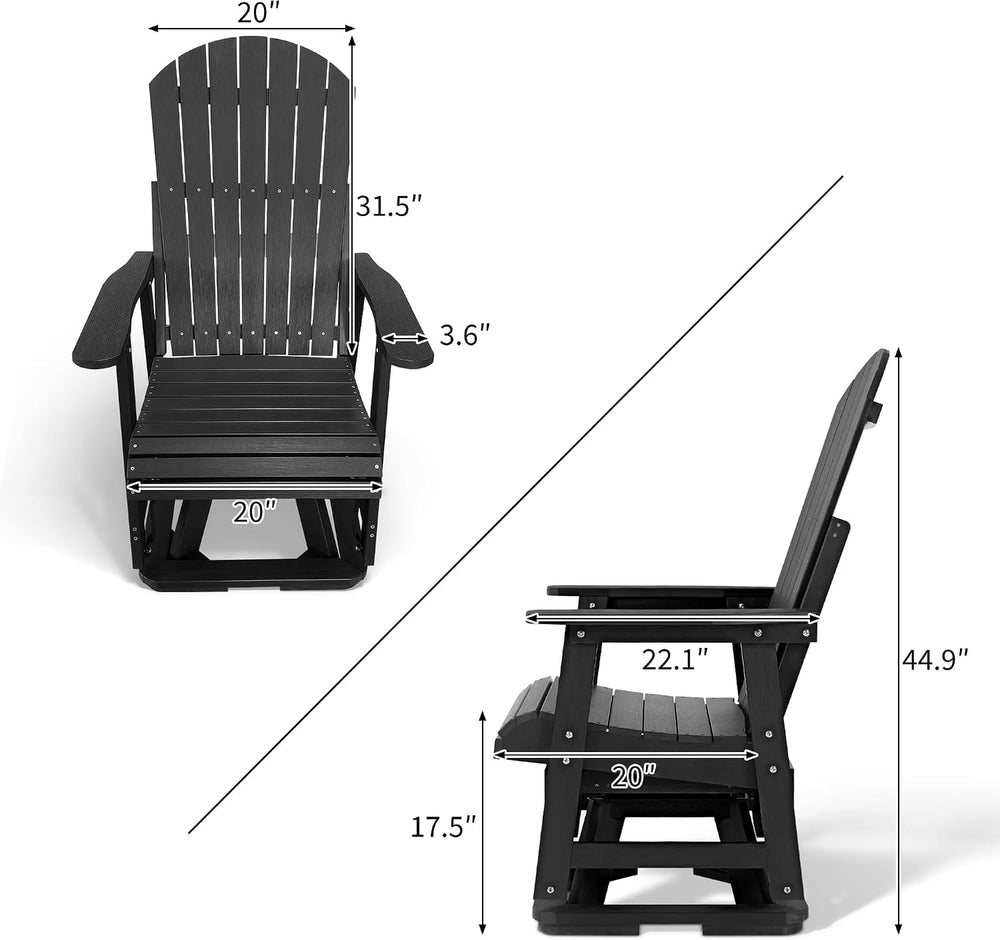 HIPS Swivel Patio Glider, Poly Lumber Weather Resistant Outdoor Chair, for Pa...