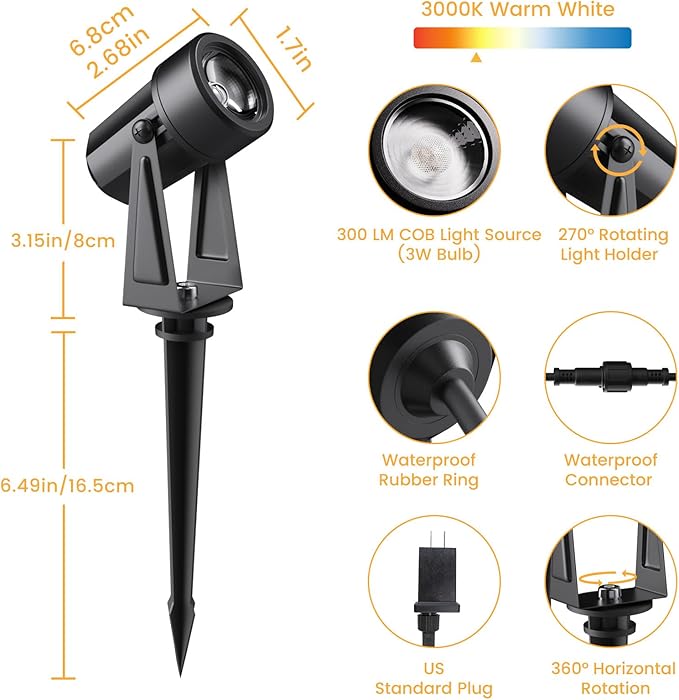Low Voltage Landscape Lighting,10 Pack Outdoor LED Landscape Spotlights with ...