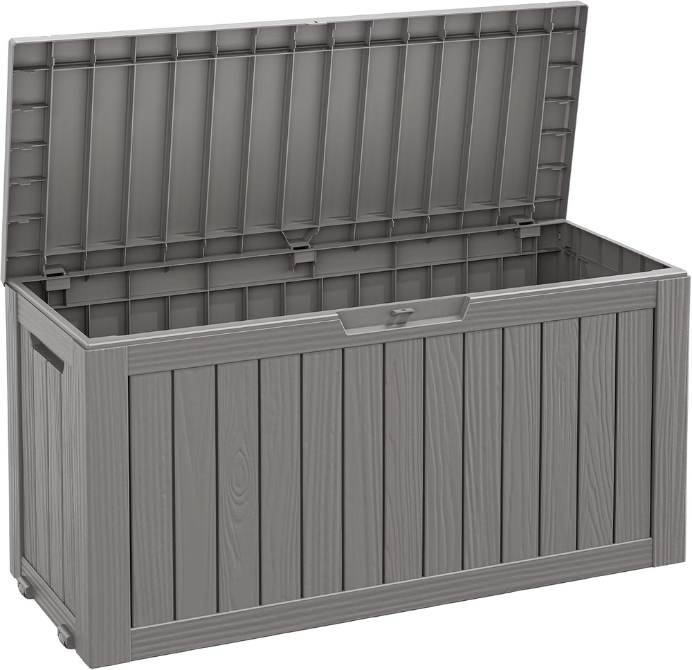 Fancyango 85 Gallon Large Outdoor Storage Deck Box Waterproof, Grey
