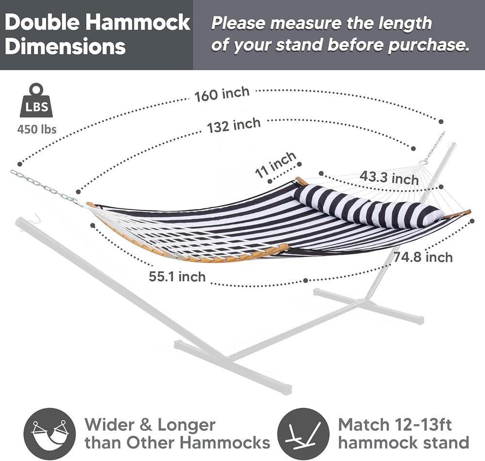 Hammocks for Outside Tree Hammock for Outdoor, Black Stripes