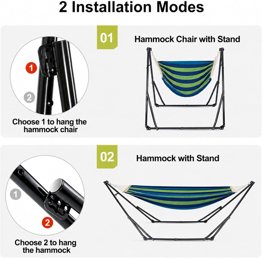 2-in-1 Hammock Chair with Stand, Portable Hammock, Cyan