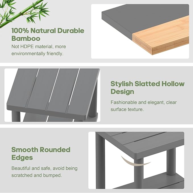 Outdoor Side Table, 2-Tier Small Outdoor Table for Patio, Adirondack Side Tab...