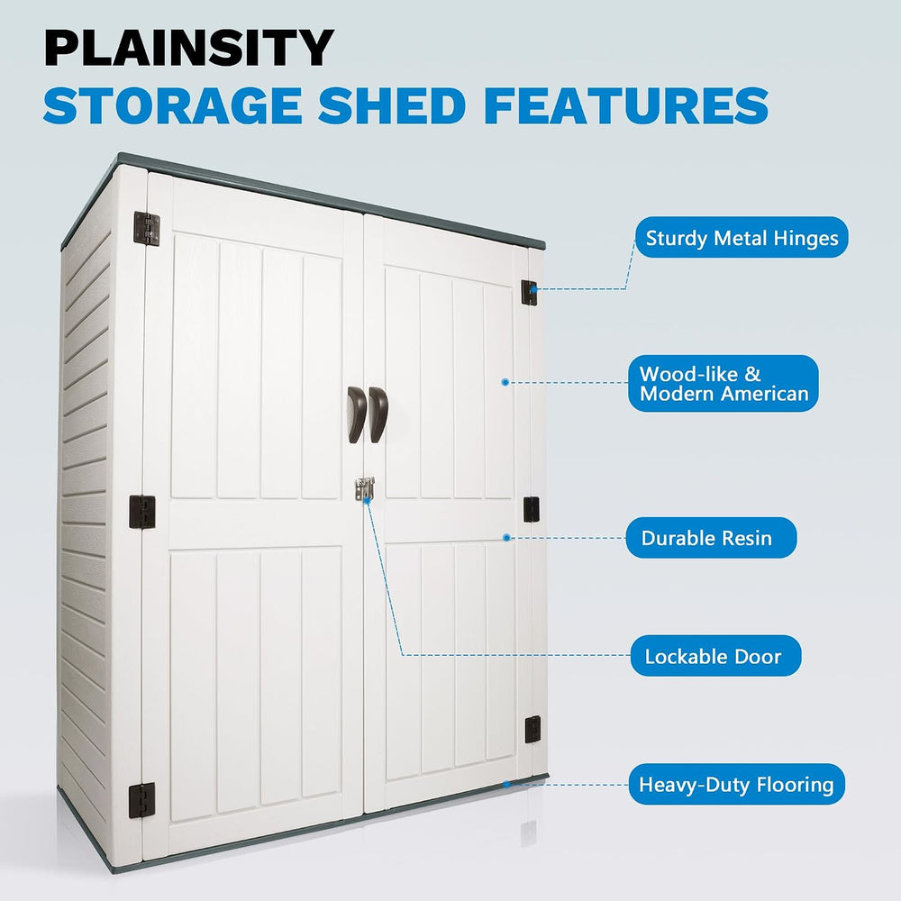 Outdoor Storage Cabinet, 52 Cu ft Resin Storage Box for Patio Garden Yard - W...