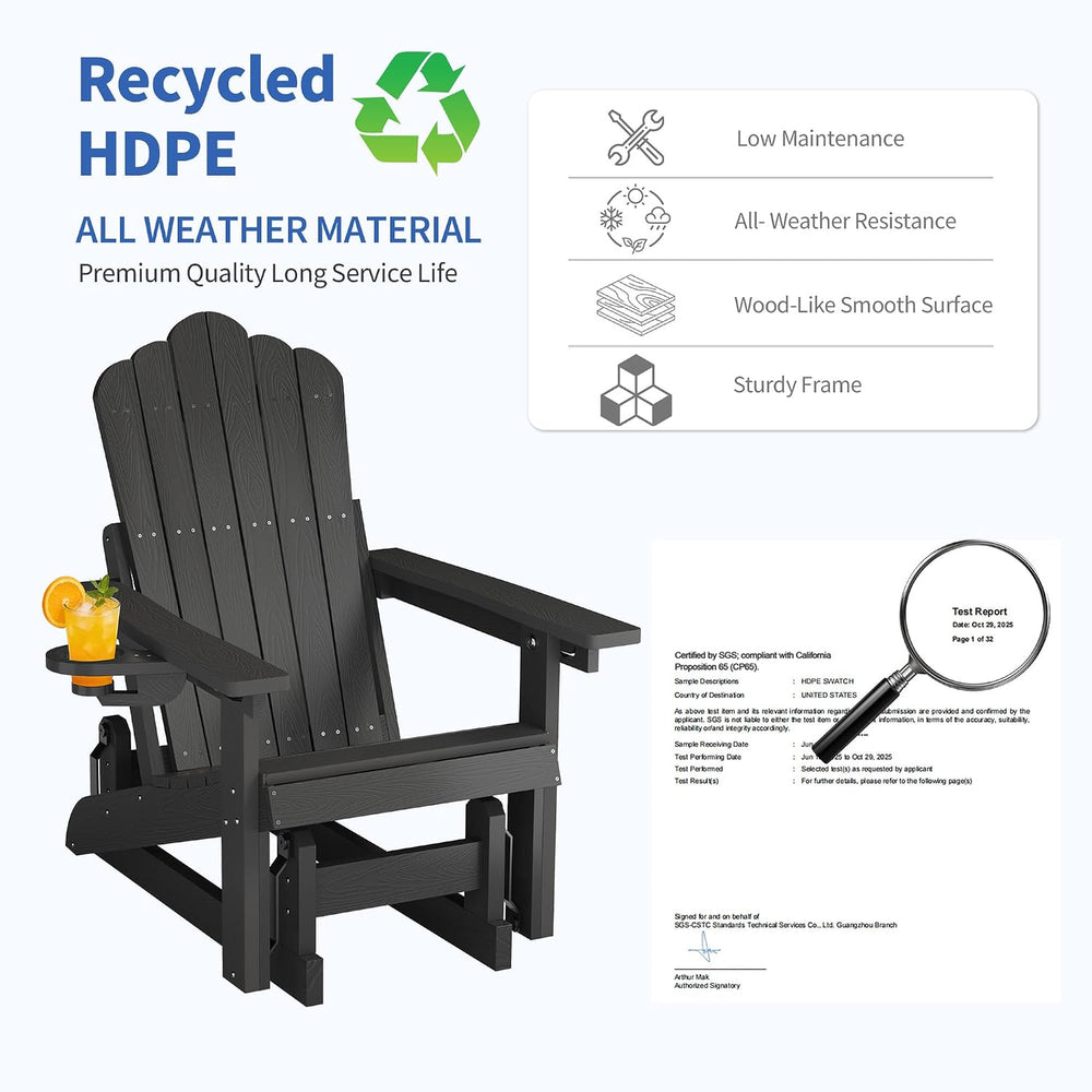 HDPE Adirondack Glider Chair Set of 2,3-Level Adjustable Backrest