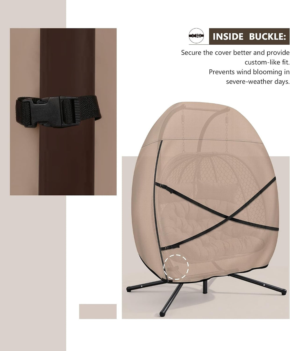 ULTCOVER Patio Hanging Egg Chair Cover, 66W x 43D x 68H in