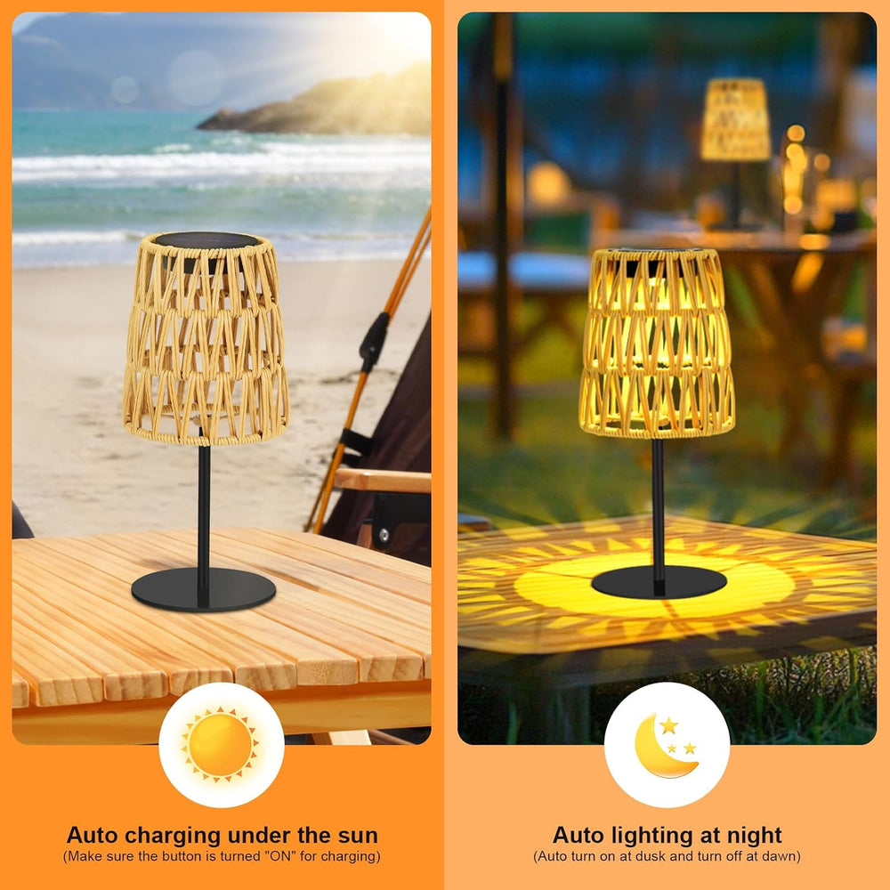 2pcs Outdoor Table Lamp: Rechargeable LED Solar Lantern for Garden Yard, Wate...