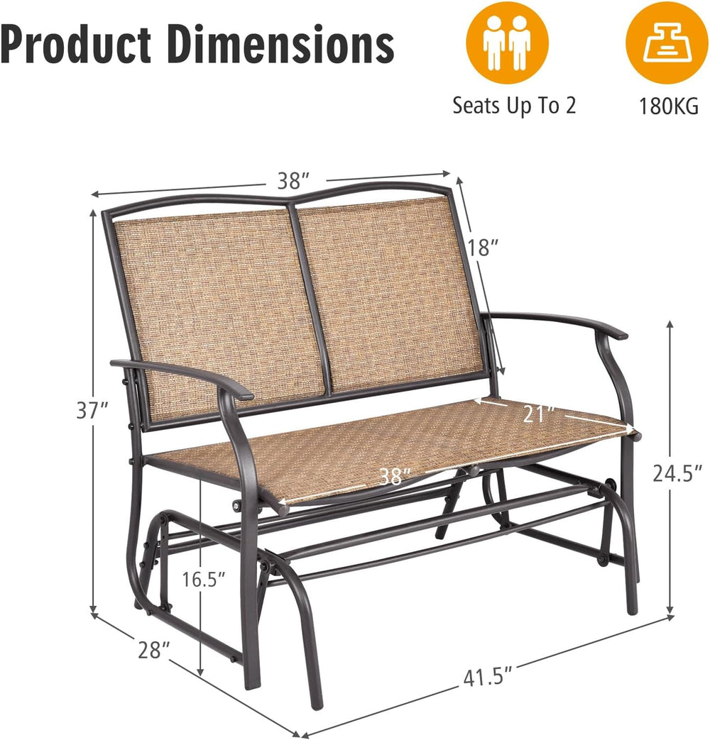 Tangkula 2-Person Patio Glider Bench, Outdoor Rocker Glider Loveseat Chair W/...