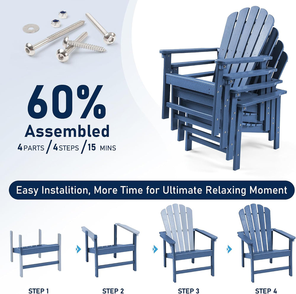 Oversized Stackable Adirondack Chair, HDPE All-Weather Fire Pit Chair