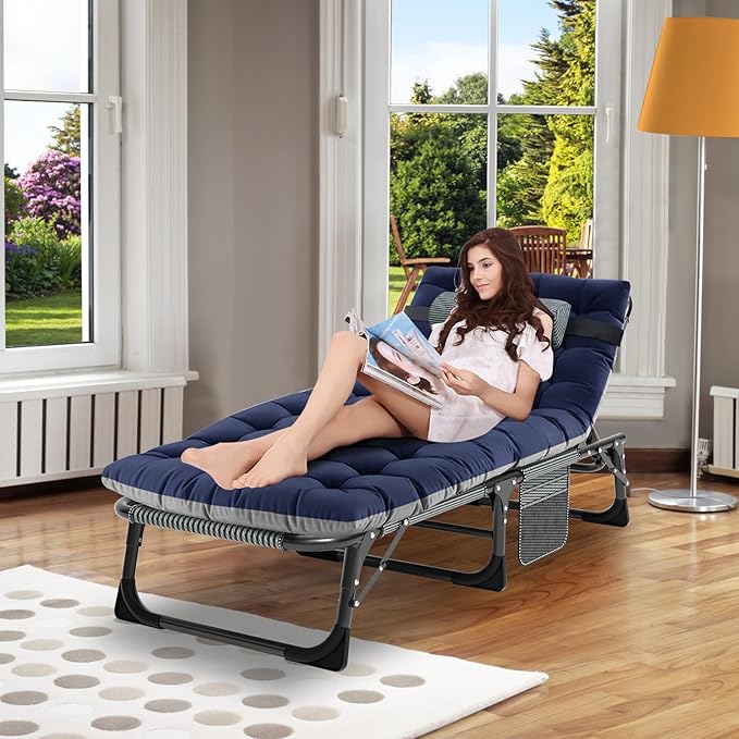 ABORON 2PK Heavy Duty Tanning Chair, 5-Gear Outdoor Folding Chaise Lounge Cha...