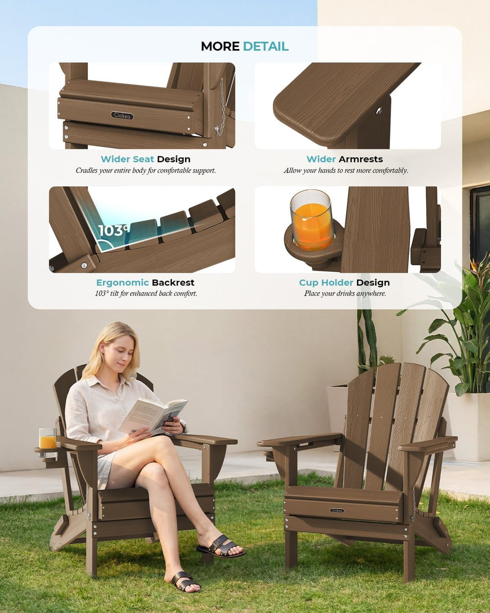 Folding Adirondack Chair Wood Texture, Patio Adirondack Chair Weather Resista...