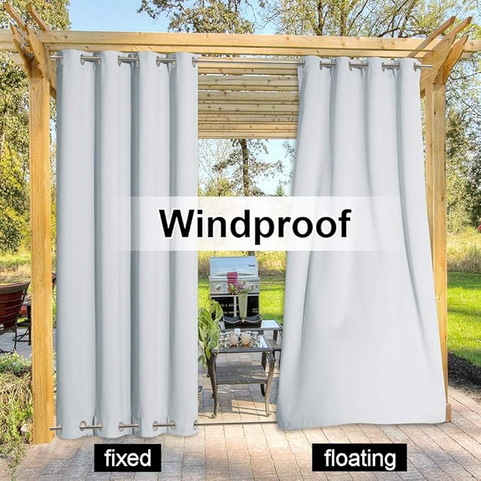 NICETOWN 2 Panels Outdoor Curtains Waterproof for Patio, Thermal Insulated To...