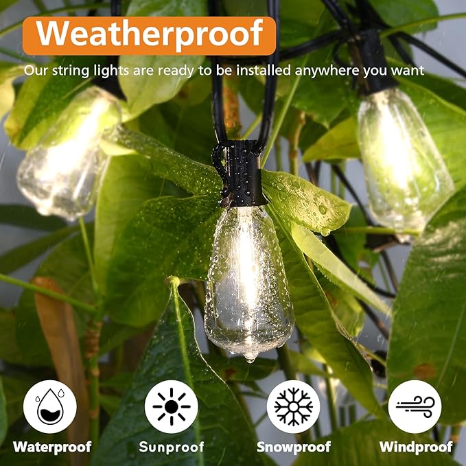 Brightever 200FT Outdoor String Lights with Remote, 2700K/4000K/5000K Selecta...