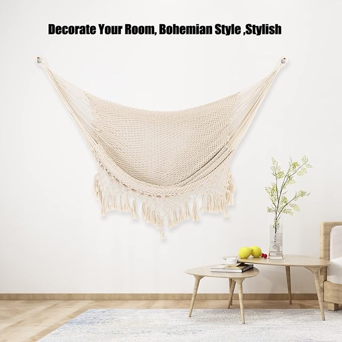 Hammock Chair,Max 330lbs, Large Hanging Chair, Soft Cotton Rope Swing Chair w...
