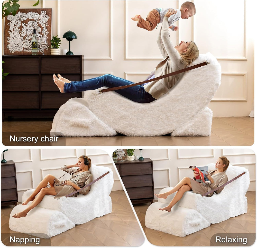 Quiet Rocking Chair, 3-in-1 Adjustable Boneless Floor Recliner for Adults
