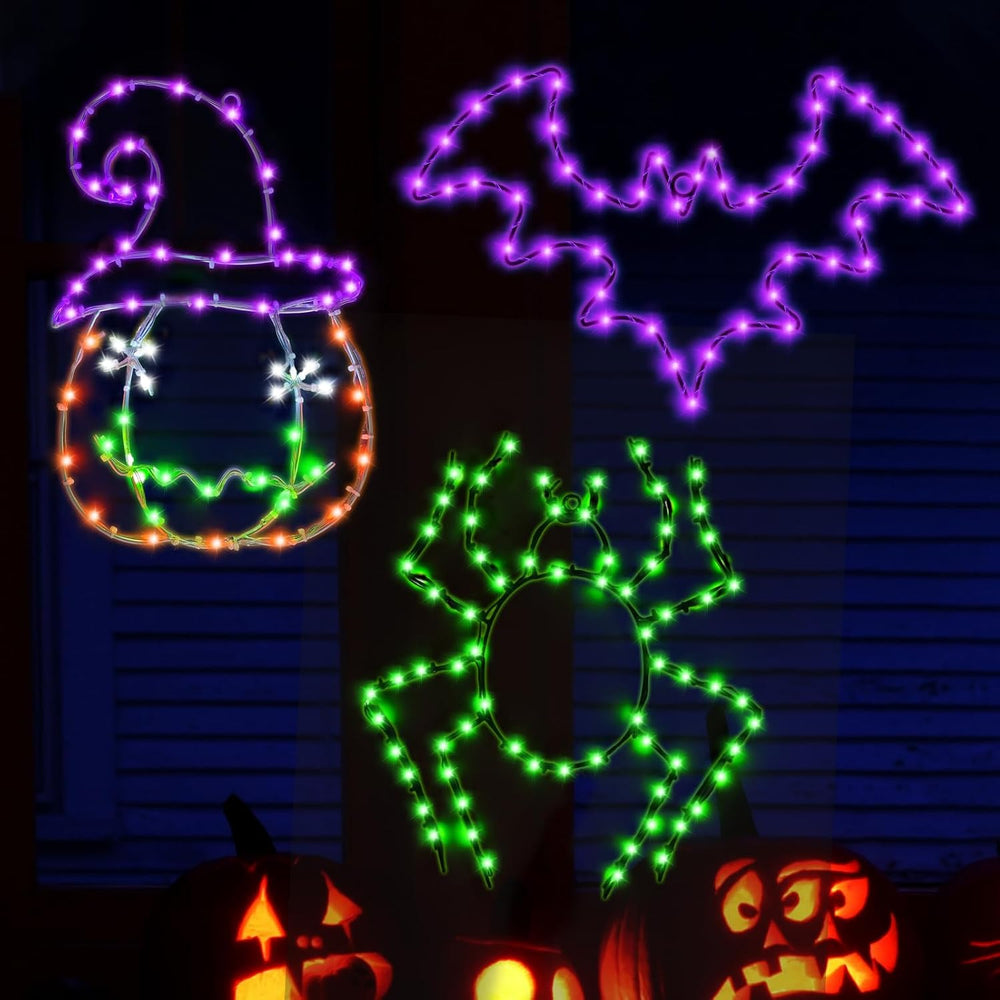Halloween Window Lights, 3 Pack LED Waterproof Timer Indoor Decor