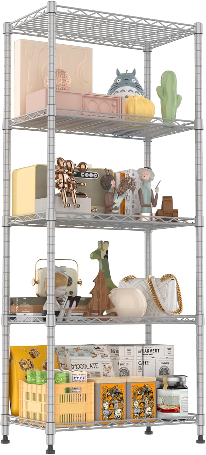 REGILLER 5-Wire Shelving Metal Storage Rack Adjustable Shelves,Standing Stora...